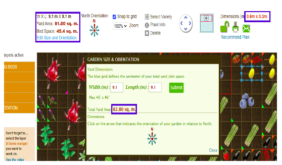 metric system in garden plans